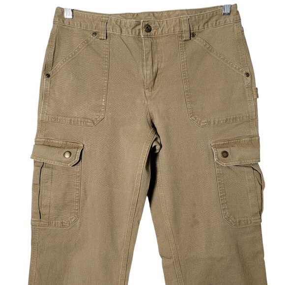 Duluth Womens Tan Curvesetter Waistband Pants 8x33 Carpenter Work Cargo Outdoor - Picture 2 of 9